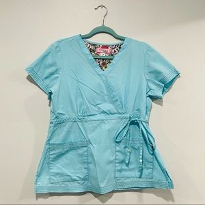 Koi by Kathy Peterson • Aqua V Neck Scrub Top